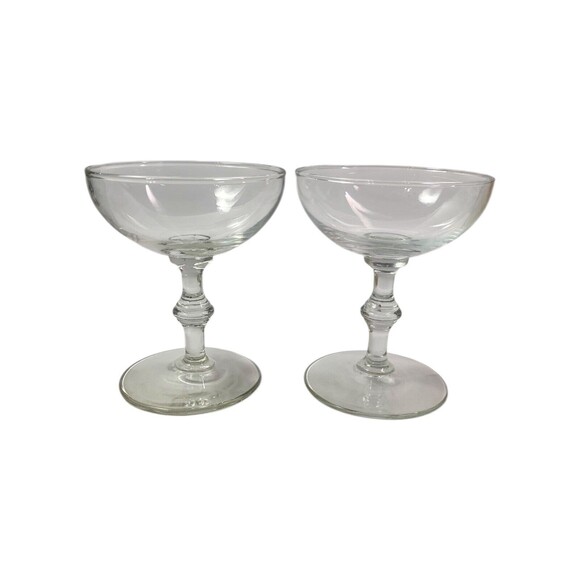 Vintage 1960s Libbey Georgian Clear Champagne Glass Sherbet Set Of 2 - Picture 2 of 8